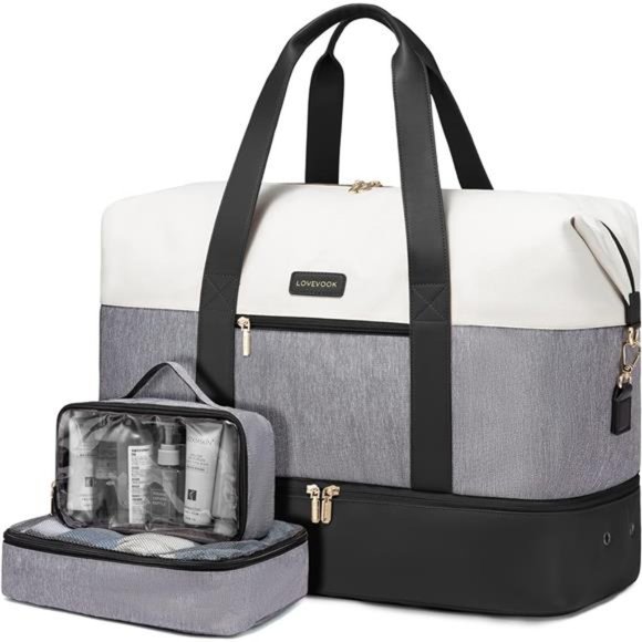 Weekender Bag, Large Travel Duffel Bag for Women with 2 Packing Cubes